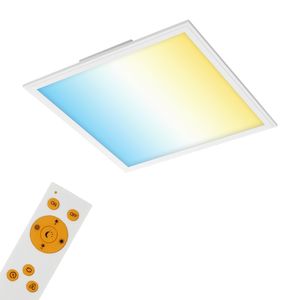 CCT LED Panel BRILONER LEUCHTEN PIATTO, 24 W, 2400 lm, IP20, weiß, Kunststoff-Metall, Dimmbar, mit Fernbedienung, CCT, 45 x 45 x 4,8 cm