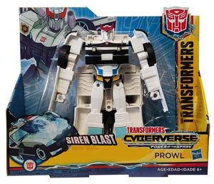 Hasbro E4802 Transformers Cyberverse Power of the Spark Prowl Siren Blast verwandelbare Actionfigur weiß