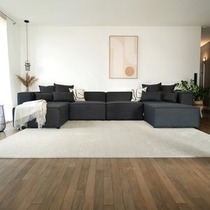 HOME DELUXE - Sofa VERONA - Anthrazit, Größe: XXL - ca. 414 x 70 x 207 cm, Sitzhöhe: 46 cm, Sitztiefe: 80 cm, inkl. Kissen I Modulares Sofa Modulsofa Ecksofa Wohnlandschaft