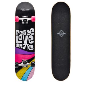 Skateboard Skate Board Komplettboard Ahornholz Holzboard Meteor ABEC 5 76x19x9cm PEACE pink