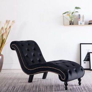 ležadlo vidaXL Chaise Longue Black Velvet