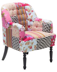 BELIANI Sessel Rosa Patchwork Polsterbezug Birkenholz Dekorative Rückenlehne und Füße Retro-Stil