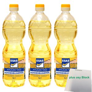 ESAS Sonnenblumenöl 3er Pack  (3x1L Flasche) + usy Block