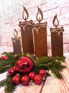 Rost Kerze Edelrost Garten Deko - Weihnachten Advent Metall Kerzen Herbst Winter
