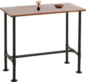 Stolik barowy HWC-N21, stolik bistro, podnóżek industrialny metal lite drewno sosnowe 108x120x61cm ~ brązowy