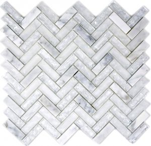 Mosani MOS87HB-0111, Mosaik, Glas, Stein, Weiß, Indoor, Rechteck, 263 mm