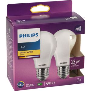 Philips LED Lampe E27 2er Set 4,5W (40W) 2700K 470lm
