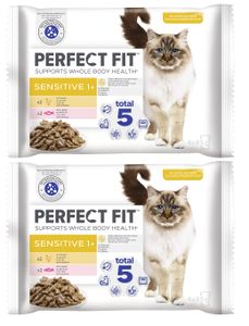 PERFECT FIT Katze Portionsbeutel Multipack Sensitive 1+ mit Huhn und mit Lachs 2 x 4 x 85g