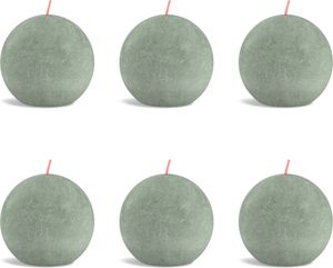 Bolsius - Rustikale Kugelkerze - Ø76mm - Jadegrün - Vorteilspack - 6 Stücke