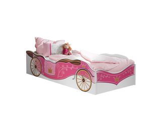 Kinderbett Zoe weiß pink 90*200 cm  Mädchen Kinderzimmer Kutschen Liege Prinzessinen Jugendbett