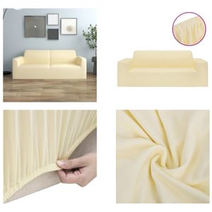 vidaXL Stretch Sofahusse 2 Sitzer Creme Polyester Jersey - Sofahusse - Sofahussen - Sofabezug - Sofabezüge