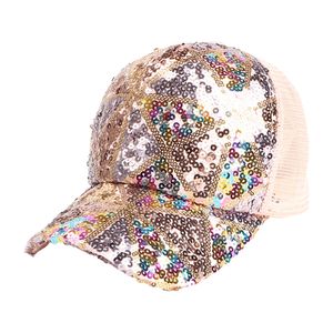 Pailletten Baseball Kappe Modische Mesh Atmungsaktiv Hut für Damen und Herren Rosa