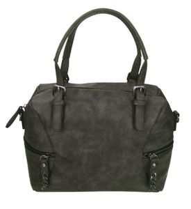 Damen Handtasche PARIS 2 Henkeltasche Umhängetasche mit Reißverschluss  Farbe: grau