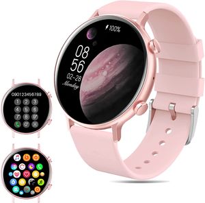 Smartwatch mit Telefonfunktion IP67 wasserdichte Fitnessuhr für Damen Herren mit Schrittzähler Blutdruck Herzfrequenz Sport Smartwatch für Android iOS Smartphone，Rosa