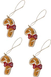 Keramik Deko-Hänger Zuckerstange 5 x 7cm - 4 Stück Weihnachtsdeko Christbaumschmuck Anhänger