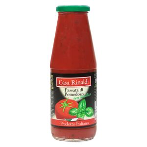 Casa Rinaldi pasteurisierte Tomaten mit Basilikum in der Glasflasche 690g