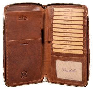 Benthill Reisebrieftasche aus echtem Leder - Travel Wallet / Dokumententasche - Organizer - RFID Große Echt-Leder Geldbörse