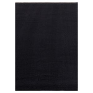 Teppich Waschbarer Flauschig Wohnzimmer Kurzflor rutschfest Einfarbig Felloptik, Farbe:Schwarz , Größe:120 x170 cm
