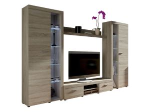 MIRJAN24 Wohnwand Farso XL, Modernes Wohnzimmer-Set, Schrankwand, Stilvoll Mediawand, TV-Möbel (ohne Beleuchtung, Sonoma Eiche)