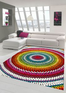 Teppich modern Wohnzimmer Teppich Regenbogen bunt Größe - 160x230 cm