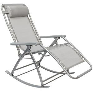 AMANKA Schaukelliege 178x70cm | Schaukelstuhl in Grau | Klappbarer verstellbarer Relaxsessel Liege-Stuhl | Stahlrahmen | Belastbarkeit max. 120 KG