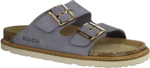 Rohde 5510-86 Damenpantolette, Leder, blau, Weichbettung, mittlere Weite - Damenschuhe Pantolette /  Zehentrenner, Blau, leder (velour)