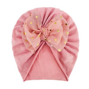 Rosa Baby-Turban für Neugeborene Baby Beanie Mütze Süße glänzende Schleife Kindermütze Stirnband