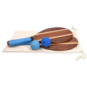 Navaris Beach Tennis Set inkl. Bälle - Beachtennis Spiel zwei hochwertige Matkot Schläger aus Holz - Frescobol Paddle - Beachball Holzschläger