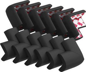 Weicher Eckenschutz, Kanten- und Eckenschutz, Sicherheitsvorgeklebte Gummischaum-Möbel-Stoßstange für Kamin, Tisch, Treppe, Schrank, Schwarz, 12 Stück