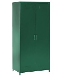 BELIANI Kleiderschrank Grün Metall 76 x 50 x 171 cm mit 2 Türen 3 herausnehmbaren Fächern und Kleiderstange Wohnzimmer Schlafzimmer Flur Büro
