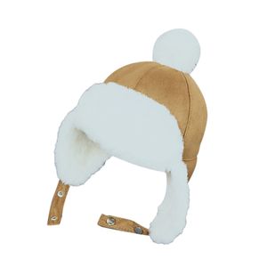 Baby Jungen Mädchen Mütze Kinder Kinder Ohrenklappen Muff Winter Warm Plüsch Baumwolle Mütze-Khaki