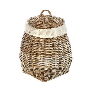Kobolo Wäschebehälter Wäschetonne Wäschesammler PEAR - Rattan - grau - H50 cm