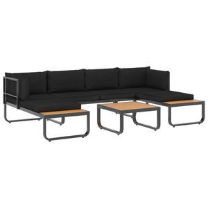 vidaXL 4-tlg. Garten-Ecksofa-Set mit Auflagen Aluminium und WPC