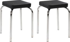 Hocker - 36 x 36 cm - Schwarz - Kunstleder - verchromtes Metallgestell - stapelbar - 2er Set