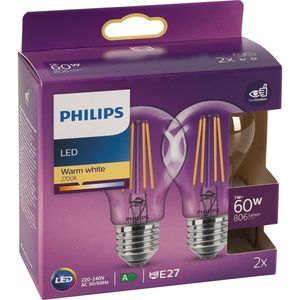Philips LED Lampe E27 2er Set 7W (60W) 2700K 806lm Vintage
