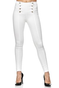 Elara Damen Jeans Skinny High Waist Hose JS001-1 White-38 (M)