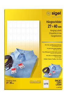 SIGEL LP715 Hängeschilder für Preis- und Warenauszeichnung, 27 x 40 mm, weiß, 1470 Stück