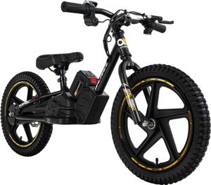 Kinder Balance Bike 16 Zoll | Elektrofahrrad 250 Watt - 21V 5.4Ah - Scheibenbremsen (Schwarz/Gelb)