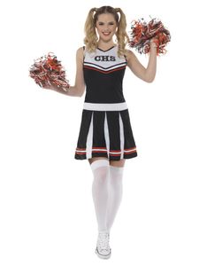 Smi - Damen Kostüm Cheerleader schwarz Karneval Fasching Gr. XS