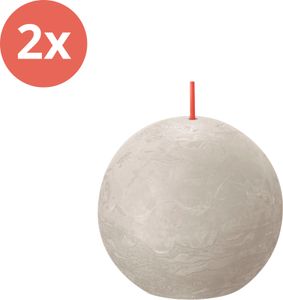 Bolsius - Rustikale Kugelkerze - Ø76mm - Sandgrau - Vorteilspack - 2 Stücke