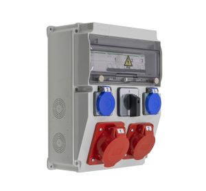 Site power distribution board ASTAT 395 Plus Complete IP65 32A/5P, 16A/5P, 2x230V SCHUKO IP44, IK08, L-O-P(32A), Schneider switch EDO777395 EDO