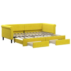 vidaXL Rozkladacia posteľ so zásuvkami žltá 90x200 cm Velvet