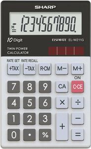 SHARP Taschenrechner EL-W211G GY Solar-/ Batteriebetrieb silber