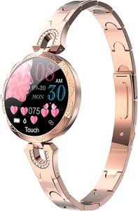 Rosegold Damen Smartwatch Herzfrequenz Blutdruck Schrittzähler Kalorienverbrauch Diamant Schmuck Stylische Armbanduhr Design Elegant fur Android IOS