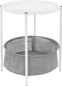 ML-Design Beistelltisch rund mit Stoffkorb & abnehmbarer Tablett, Couchtisch aus Metall