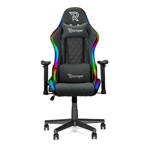 Ranqer Halo Fabric RGB/LED Gaming Stuhl | Gaming Stuhl mit RGB LED-Beleuchtung, 350 Farben und Effekten, Höhenverstellbare Armlehnen, Rundum Drehbar, Ergonomischer Bürostuhl - Grau