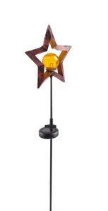 Solar Metall-Gartenstecker 95cm LED Glaskugel Gartendeko Stern oder Mond, Form:Stern