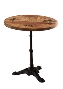 SIT Möbel Bistro-Tisch rund | 60 x 60 cm | 30 mm Tischplatte Mango natur | Gestell Gusseisen schwarz | B 60 x T 60 x H 73 cm | 14006-11 | Serie TABLES & CO