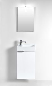 HOMEXPERTS Gästebad-Set GIZO in Hochglanz weiß, inklusive Spiegel, LED-Beleuchtung, Waschbecken, Unterschrank mit Soft-Close Beschlag