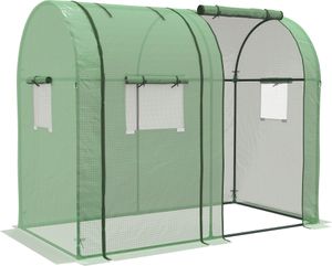 Outsunny Foliengewächshaus, Gewächshaus, Winddichtes Treibhaus mit 2 Rolltüren, Seitenfenster, Tomatenhaus mit UV-Schutz für Garten, PE, Grün, 185 x 94 x 150 cm